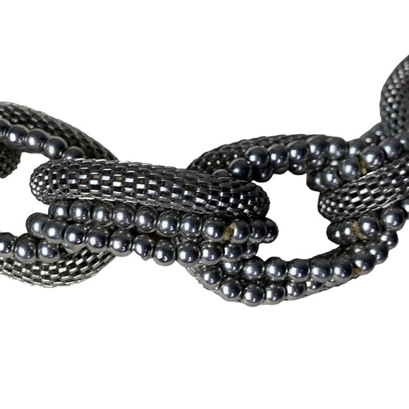 New with Tags Silver Large Chain Link Chocker w/ extension Necklace & Earrings - Picture 4 of 10